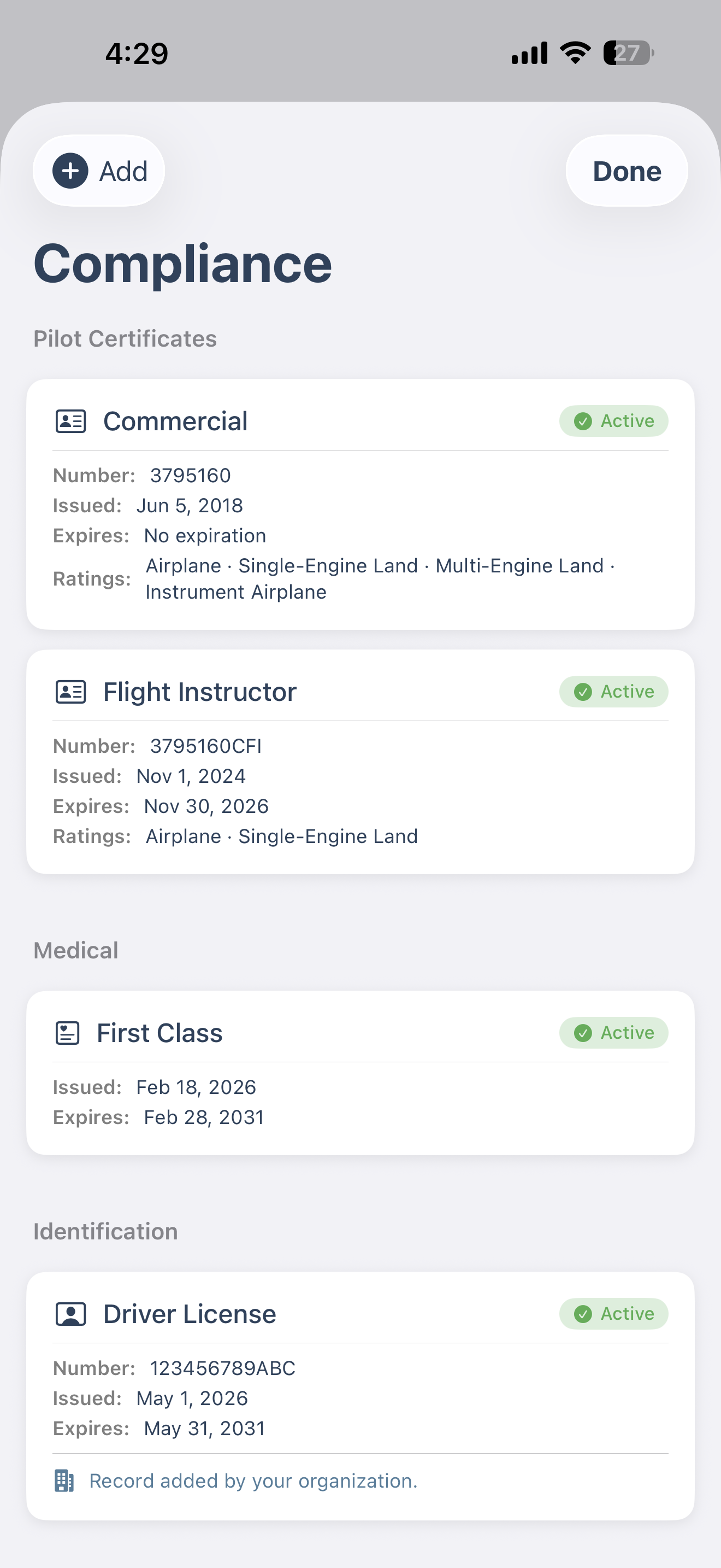 Compliance tab on iOS
