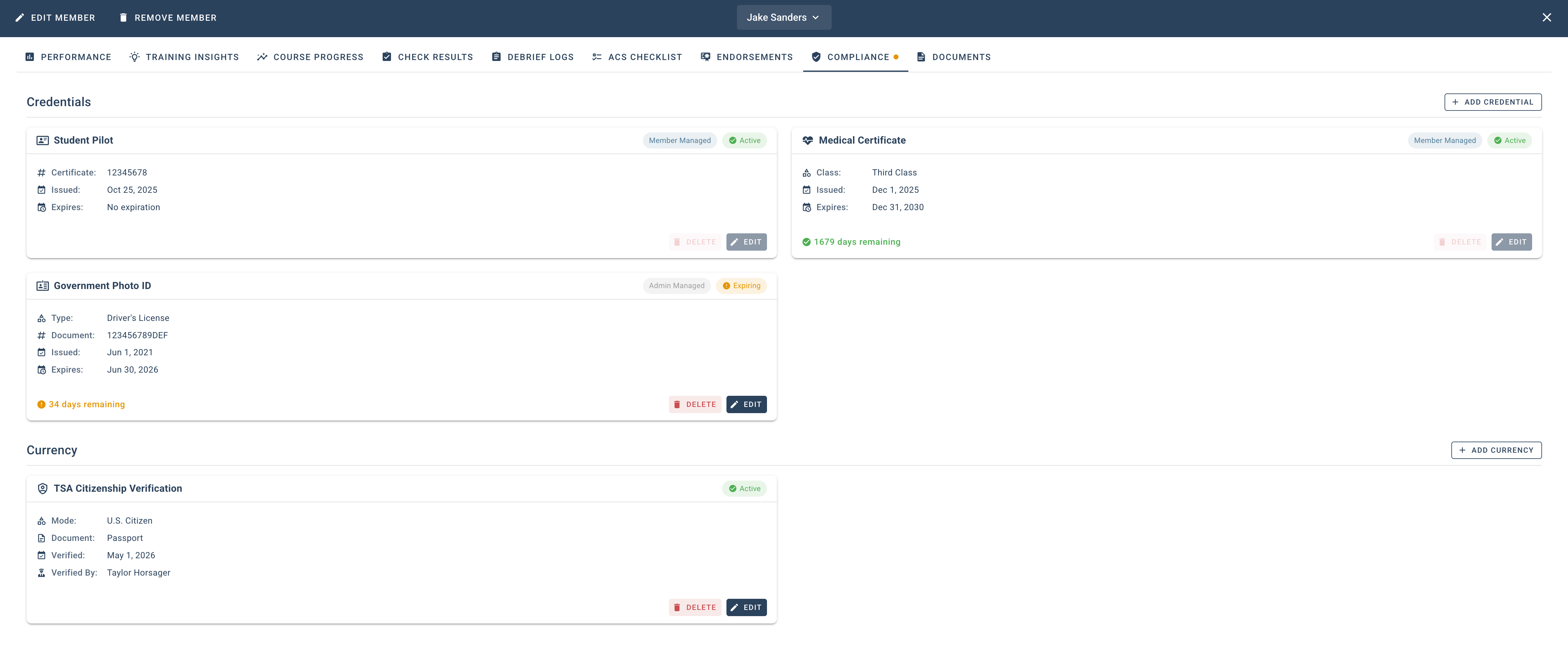Student compliance in the admin portal