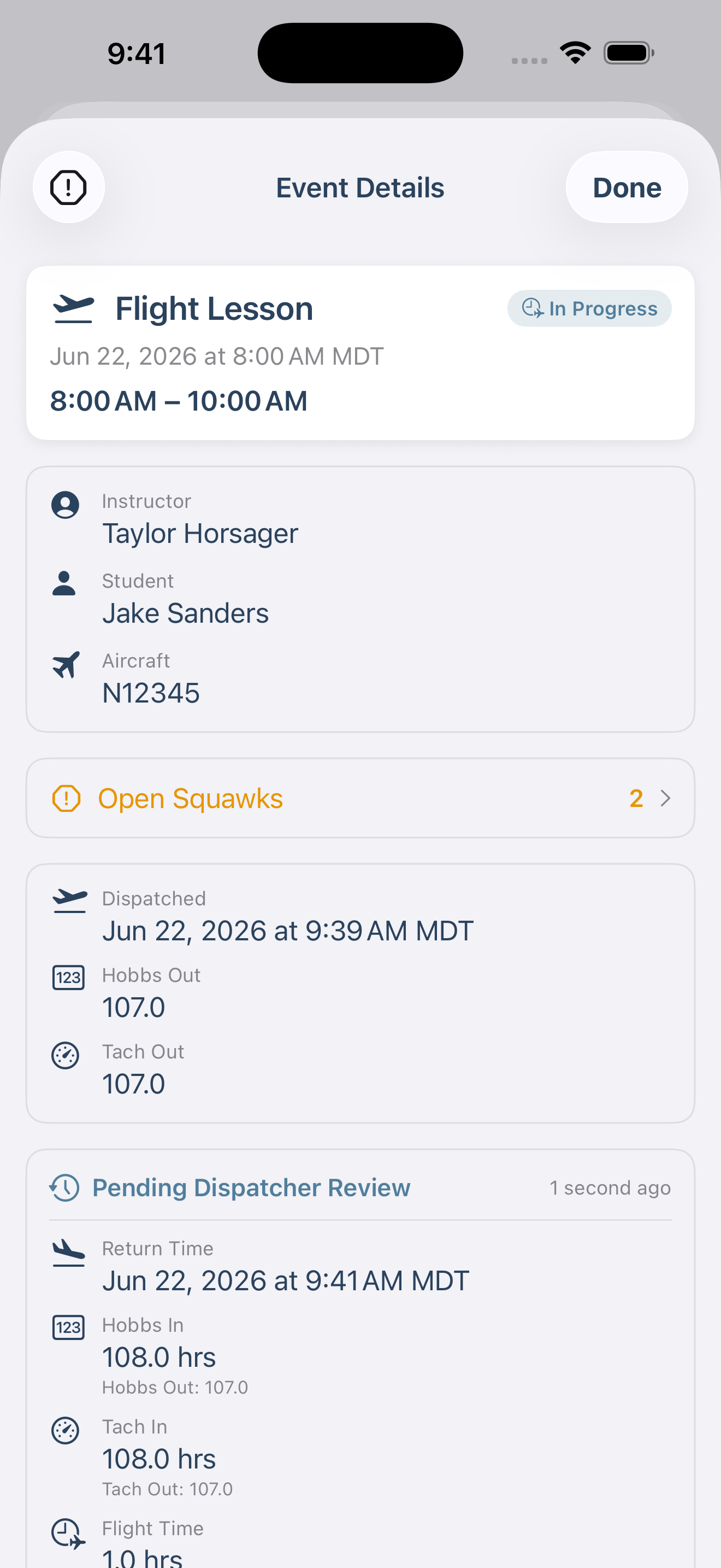 iOS schedule and dispatch view