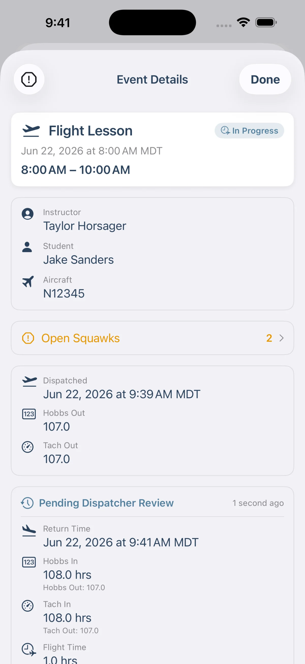 iOS schedule and dispatch view